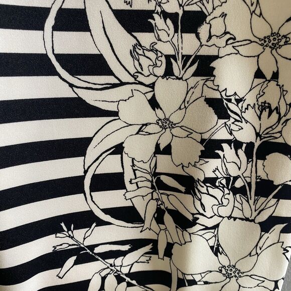 NWT EXPRESS Strapless Dress Pencil Stripe Floral Zip Stretch Women 8 Black White - Picture 10 of 14